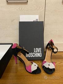 Sandali Love Moschino nero, fucsia e bianco, 38
