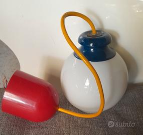 lampadario multicolore con palletta  opalina 52x12