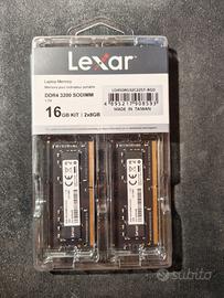 Lexar 16GB KIT 2x8GB DDR4-3200 SODIMM CL22 - NUOVA