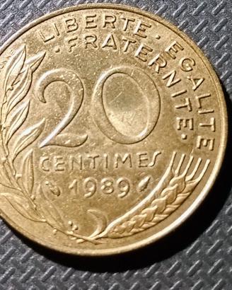 Moneta 20 cent Repubblica Francese Anno  1989