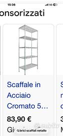 Scaffale in acciaio cromato 5 ripiani