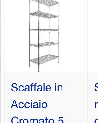 Scaffale in acciaio cromato 5 ripiani