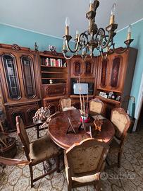 Mobile Salotto in legno noce stile fiorentino 1972