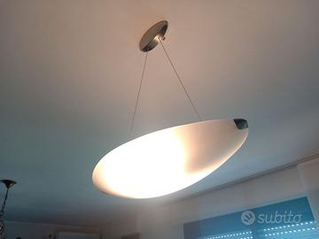 Lampadario vetro e acciaio