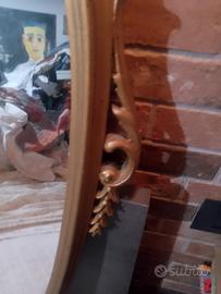 specchio vintage legno dipinto oro