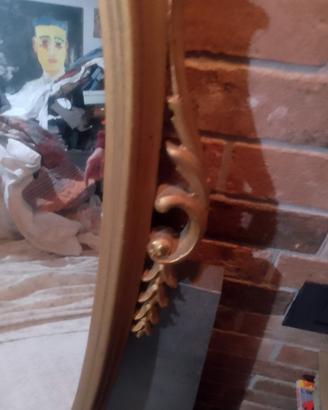 specchio vintage legno dipinto oro
