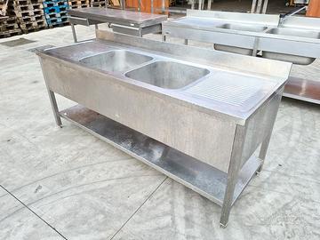 lavatoio aperto a due vasche in inox usato