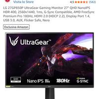 Monitor LG ultragear 180hrz pari al nuovo