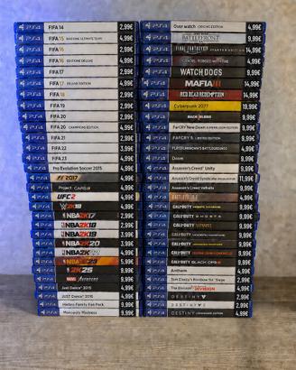 Set Giochi PlayStation 4 e 5. Prezzi in foto.