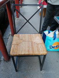 4 sedie ferro con sedile paglia 