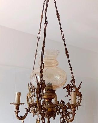 lampadario classico liberty vetro ceramica