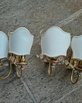 coppia Applique in ottone dorato con Paralumi in s