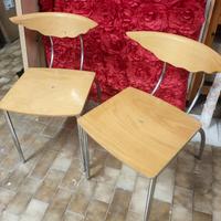 6 sedie acciaio legno stilizzate