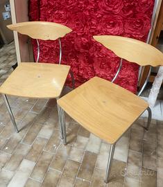 6 sedie acciaio legno stilizzate