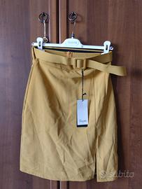 gonna a ginocchio color senape 