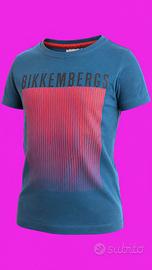 T-shirt bambino Bikkembergs blu stampa rossa
