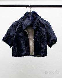 Giacca corta in lapin blu