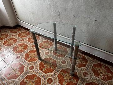 Mobile porta TV in vetro temperato e acciaio