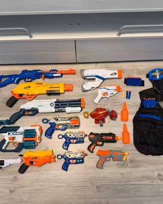 Lotto pistole giocattolo Nerf e X-Shot