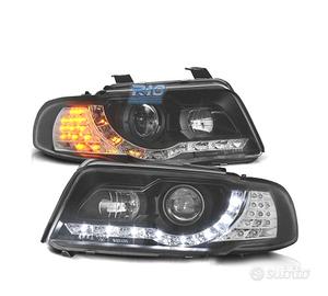 FARI AUDI A4 B5 99-01 LUCE DIURNA A LED FONDO NERO
