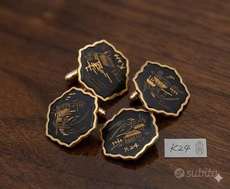 Gemelli in Oro K24 e Damaschinatura Giapponese