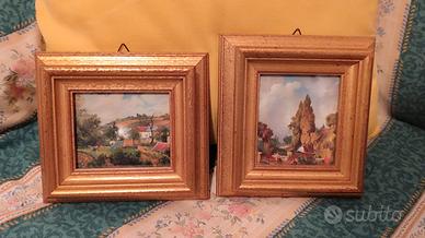 Due quadri cornice oro 16x16