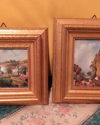 Due quadri cornice oro 16x16