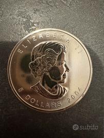 Canada Foglia d’acero 5 dollari 2004 argento FDC