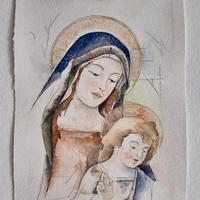 Quadro dipinto a mano in grafite ed acquerelli