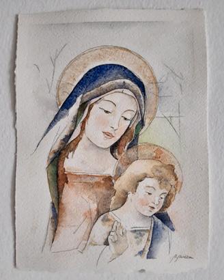 Quadro dipinto a mano in grafite ed acquerelli