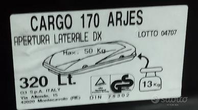 Box auto cargo 170 arjes 320 lt nero lucido + barr
