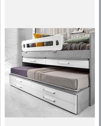 letto a castello doppio con cassetti e2 scrittoi