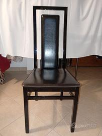 Set 4 sedie Calligaris vintage laccate nere pelle