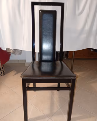 Set 4 sedie Calligaris vintage laccate nere pelle