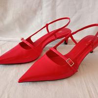 Zara Slingback Scarpe Decollete tacco 5 cm rosse