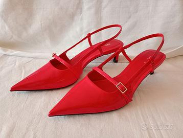 Zara Slingback Scarpe Decollete tacco 5 cm rosse