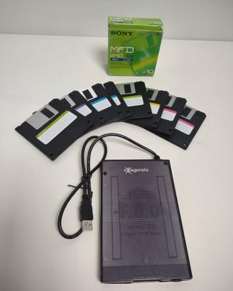 Lettore Floppy USB Exagerate + 8 Floppy Disk 3.5"