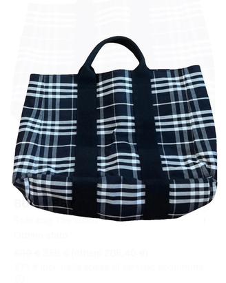Borsa tote Burberry London tartan blu navy