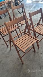 sedie di legno pieghevoli, set da 4