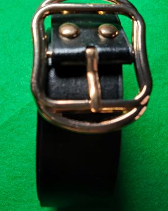 cintura nera con maxi fibbia Gold 102cm