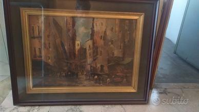 Calzavara "Vicolo di Napoli" olio su tela