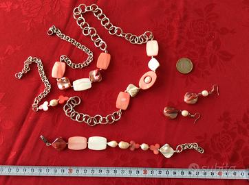 Collana perle fiume, madreperla e alluminio