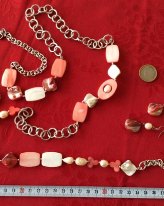 Collana perle fiume, madreperla e alluminio