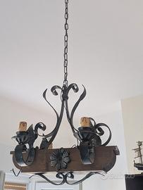 Lampadari in bete e ferro battuto