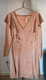 Abito corto Imperial satin con volant rosa S