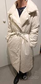 Cappotto Piumino Lungo Donna Bianco Panna Benetton