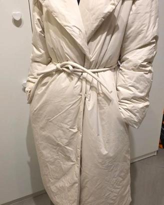 Cappotto Piumino Lungo Donna Bianco Panna Benetton