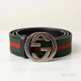 Cintura Gucci Web Verde Rosso Nera Fibbia Doppia G