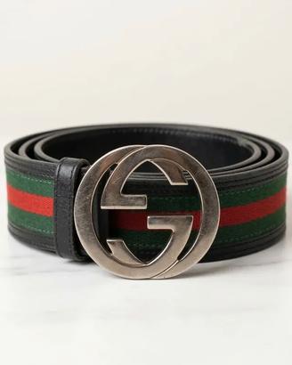 Cintura Gucci Web Verde Rosso Nera Fibbia Doppia G
