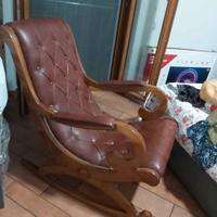 sedia a dondolo in vera pelle